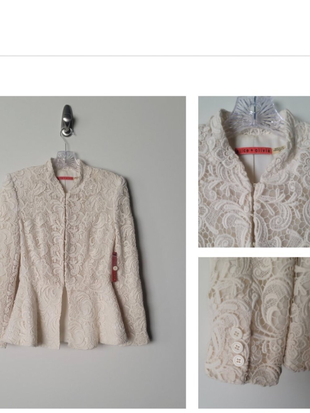 NWT Alice Olivia Polly Lace Peplum Jacket Regency Romantic Embroider Victorian S